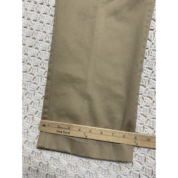 Land End Men Khaki Pants 38x33 Beige Pleated Traditional Fit‎ Straight Cuffs - Picture 13 of 14